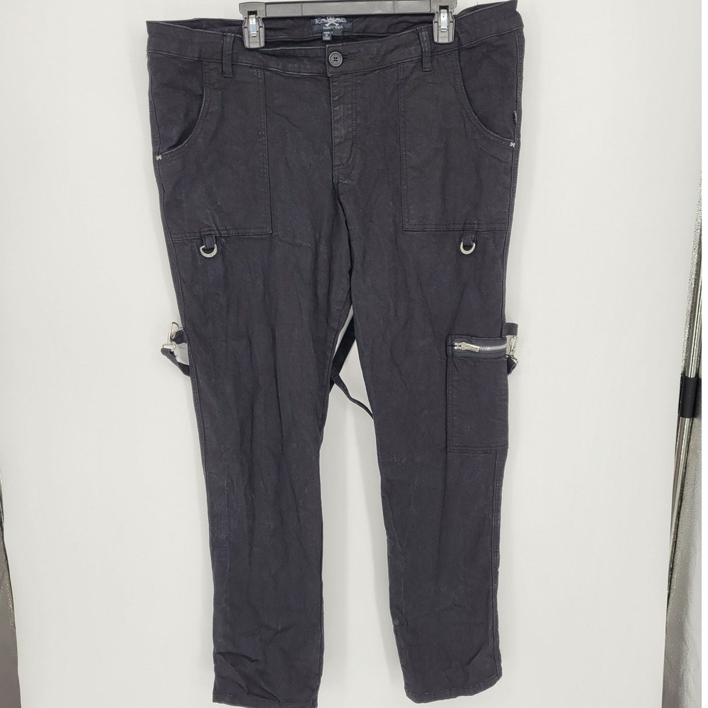 Royal Bones Daang Goodman Mens Black Bondage Cargo Pants Straps Size 22 Grunge